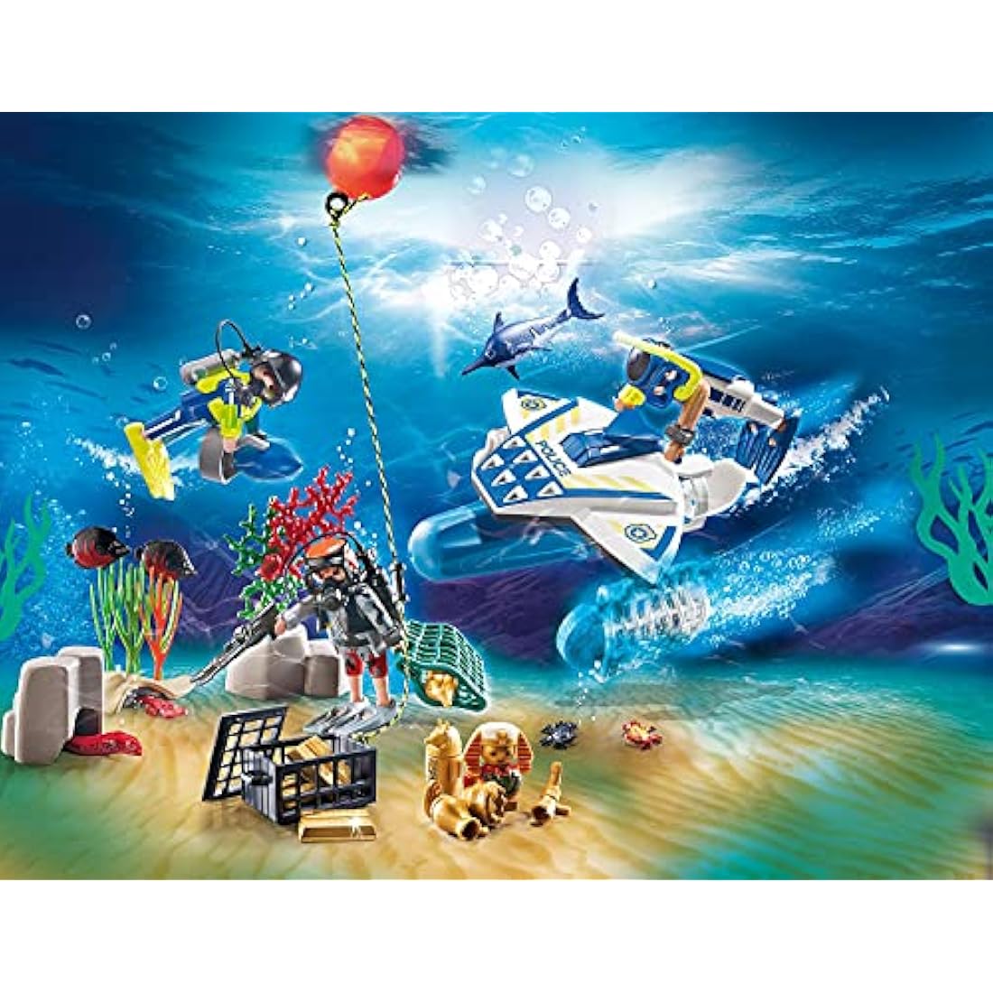 Playmobil 70776 Advent Calendar – Police Diving Mission Bath Toy Set