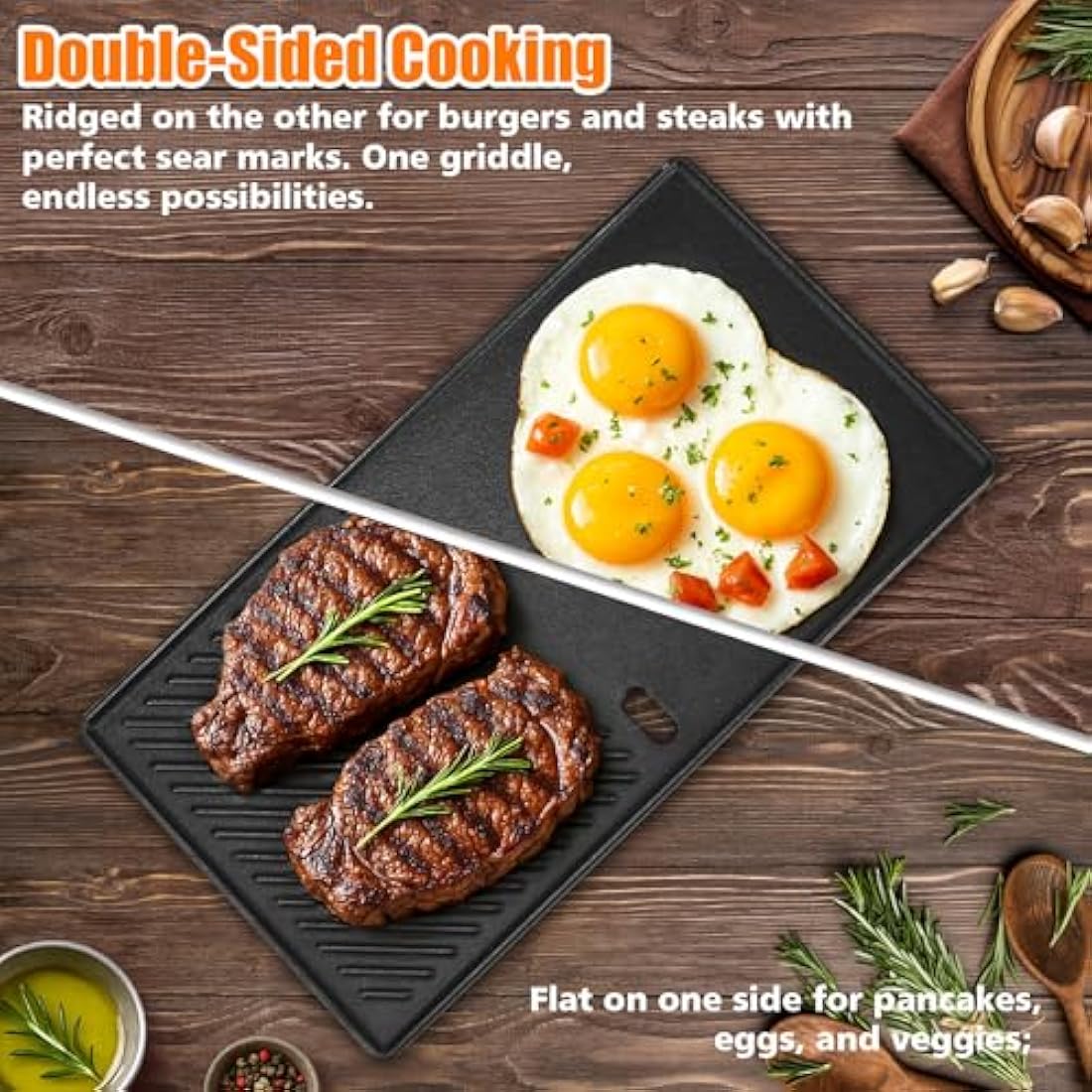 Denmay Cast Iron BBQ Griddle for Landmann Triton 2 Burners – 43.5x23.5cm