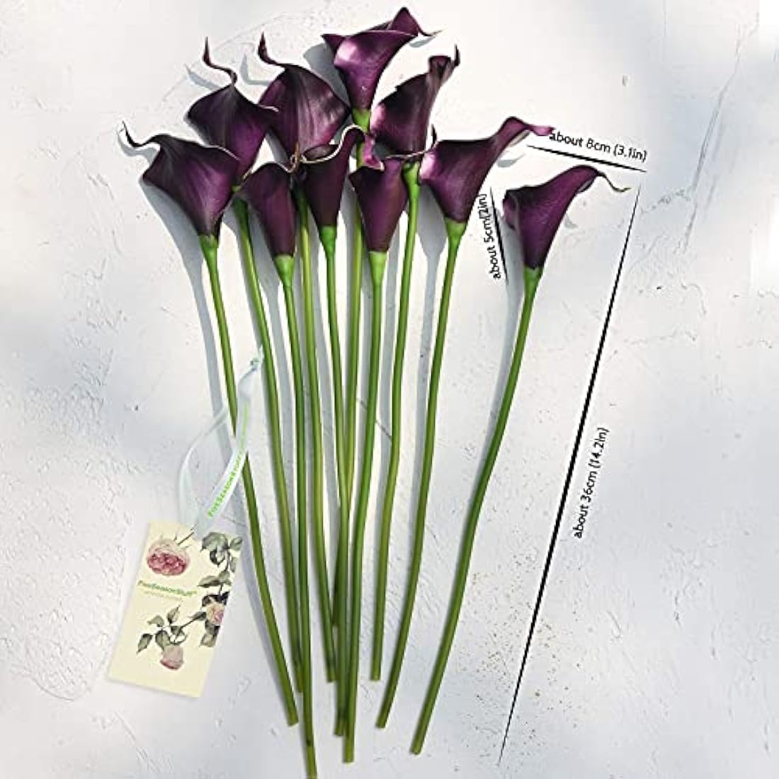 FiveSeasonStuff Real Touch Calla Lilies – 10 Stems Dark Magenta PU Flowers