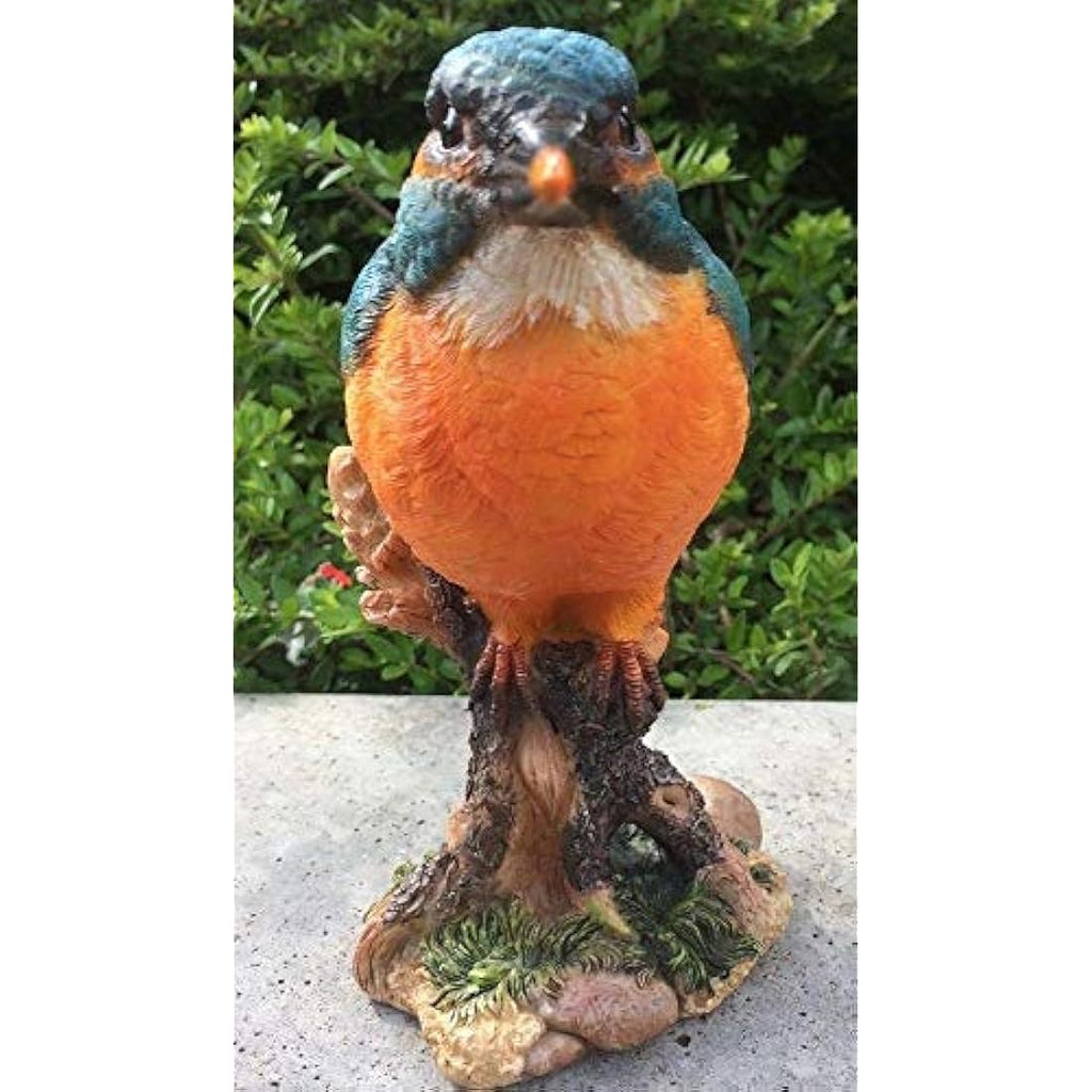 Vivid Arts Kingfisher on a Stump - Resin Wild Bird Garden Ornament