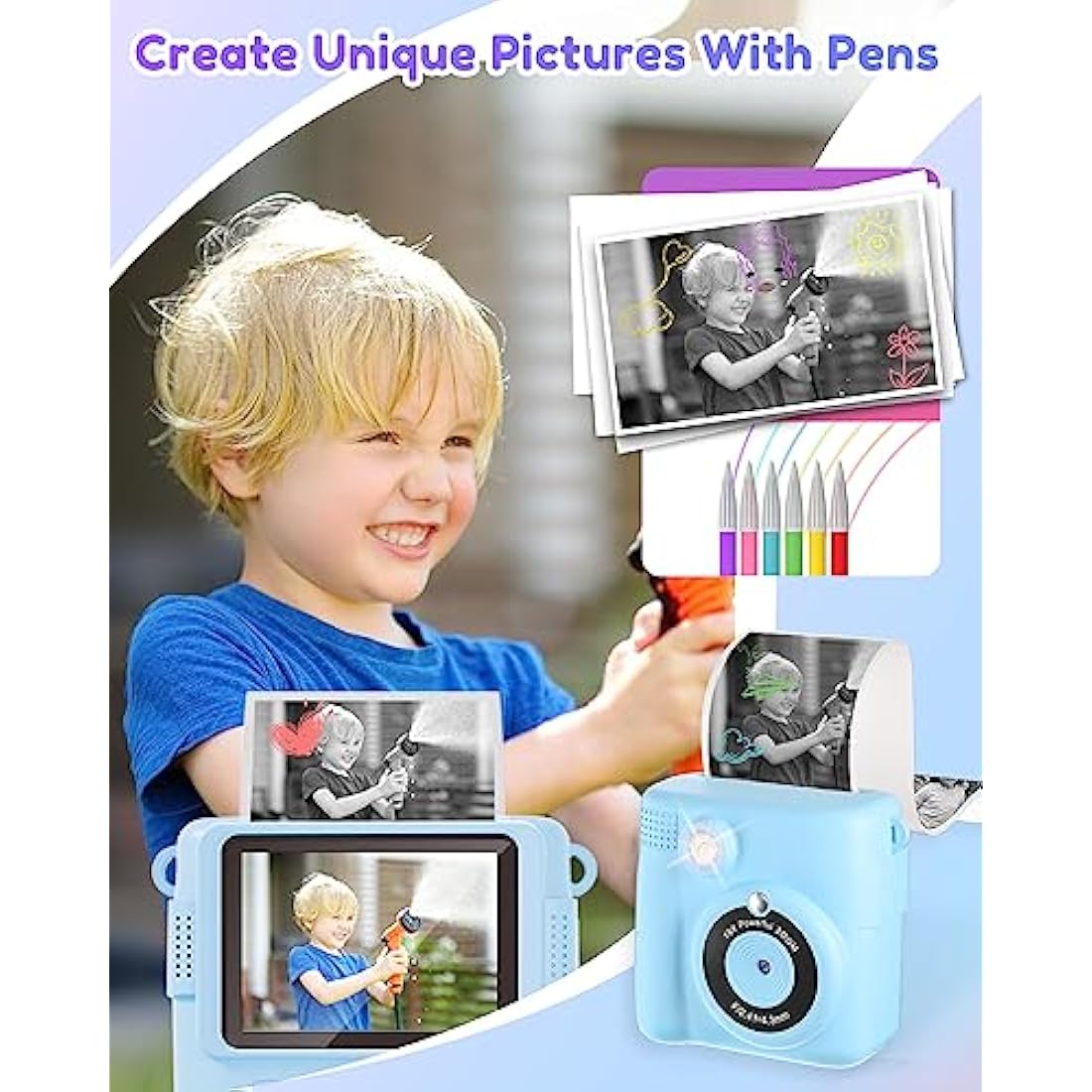 YORKOO Kids Instant Print Camera – 1080P Digital Video Toy with 32GB SD Card