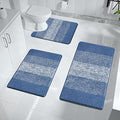 Enyhom 3-Piece Microfiber Bath Mat Set | Non-Slip Absorbent Rugs, Blue