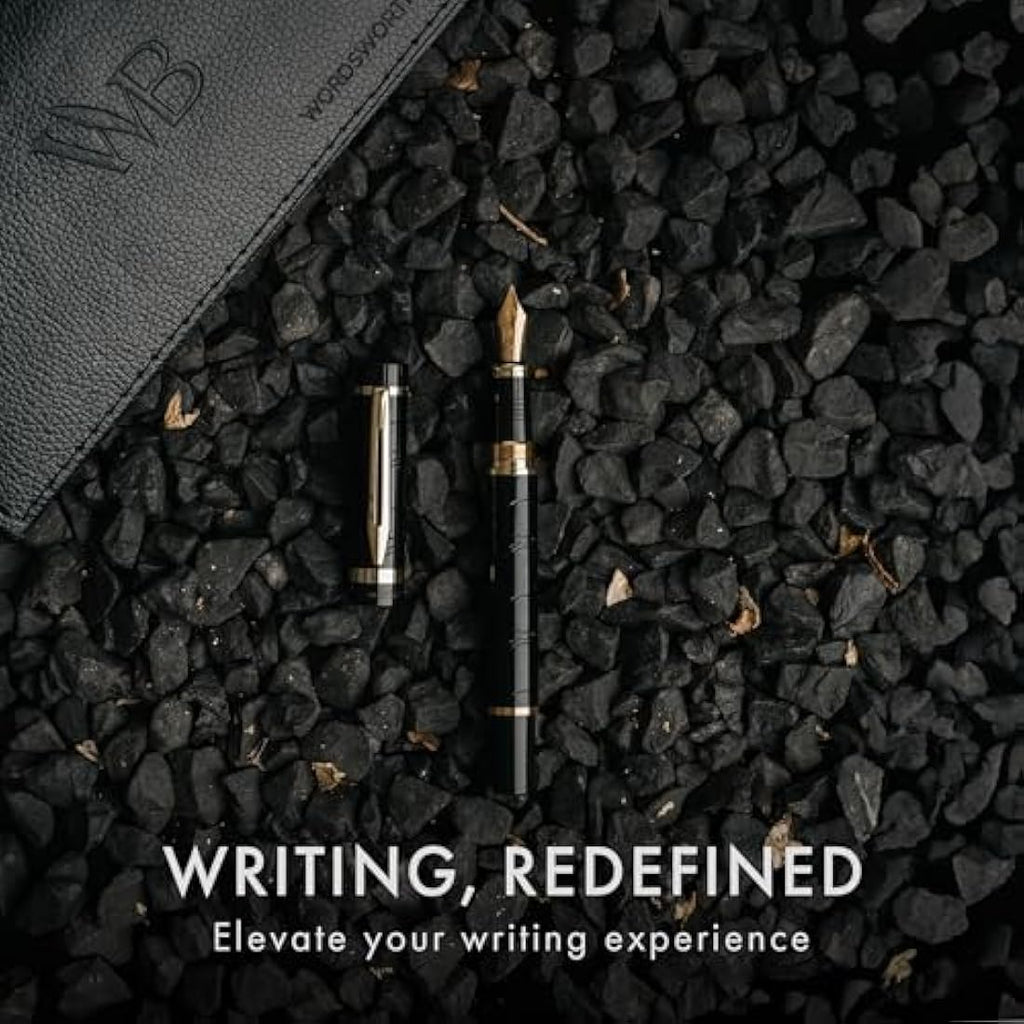Wordsworth & Black Primori Fountain Pen Set - Fine Nib, Black Gold