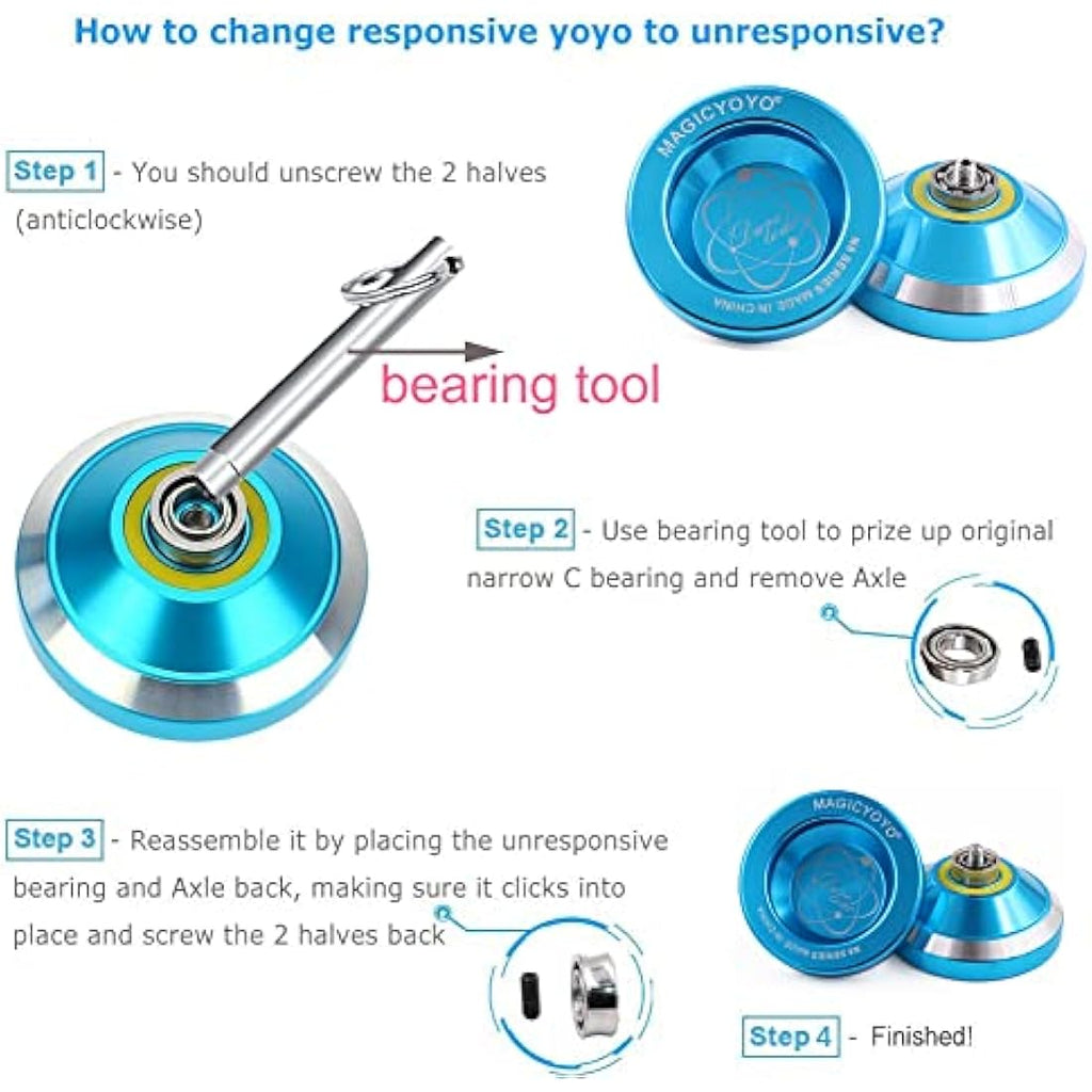 MAGICYOYO N8 Metal Yoyo - Professional Responsive & Unresponsive - Blue
