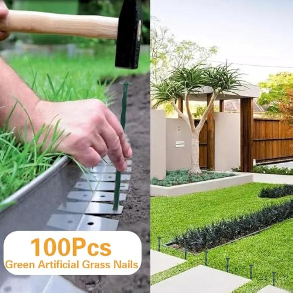 100 Pack 8-Inch Metal Landscape Stakes - 6 Gauge Steel