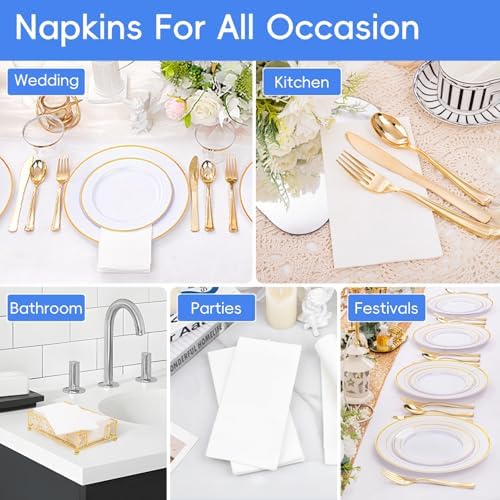 Jolof Store White Linen-Feel Disposable Guest Towels - 200 Pack