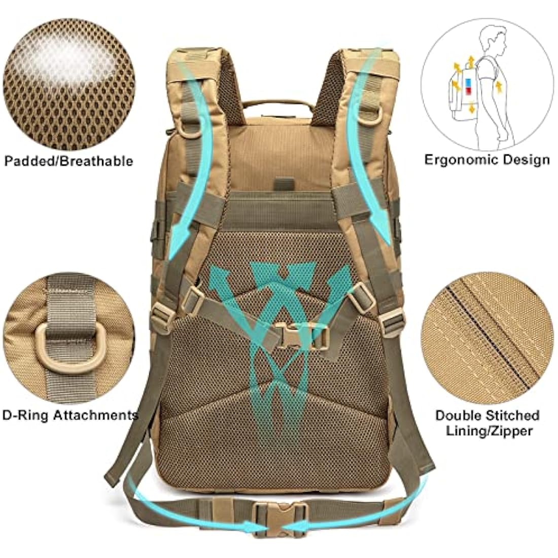 G4Free 40L Tactical Molle Backpack – Durable 1000D Hiking Assault Pack