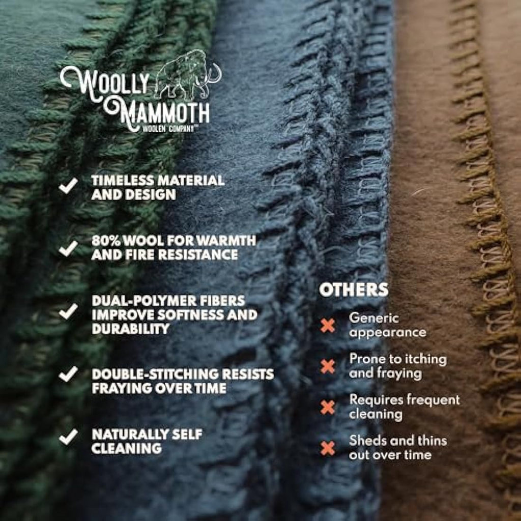 Woolly Mammoth Merino Wool Blanket – 4lb Heavyweight Camping Throw