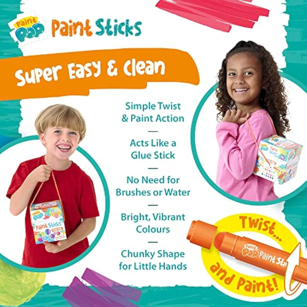 Paint Pop Mess-Free Paint Sticks for Kids - 20 Pack with Storage Tub