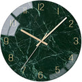 VIKMARI 12 Inch Glass Wall Clock | Silent Non-Ticking Quartz - Dark Green