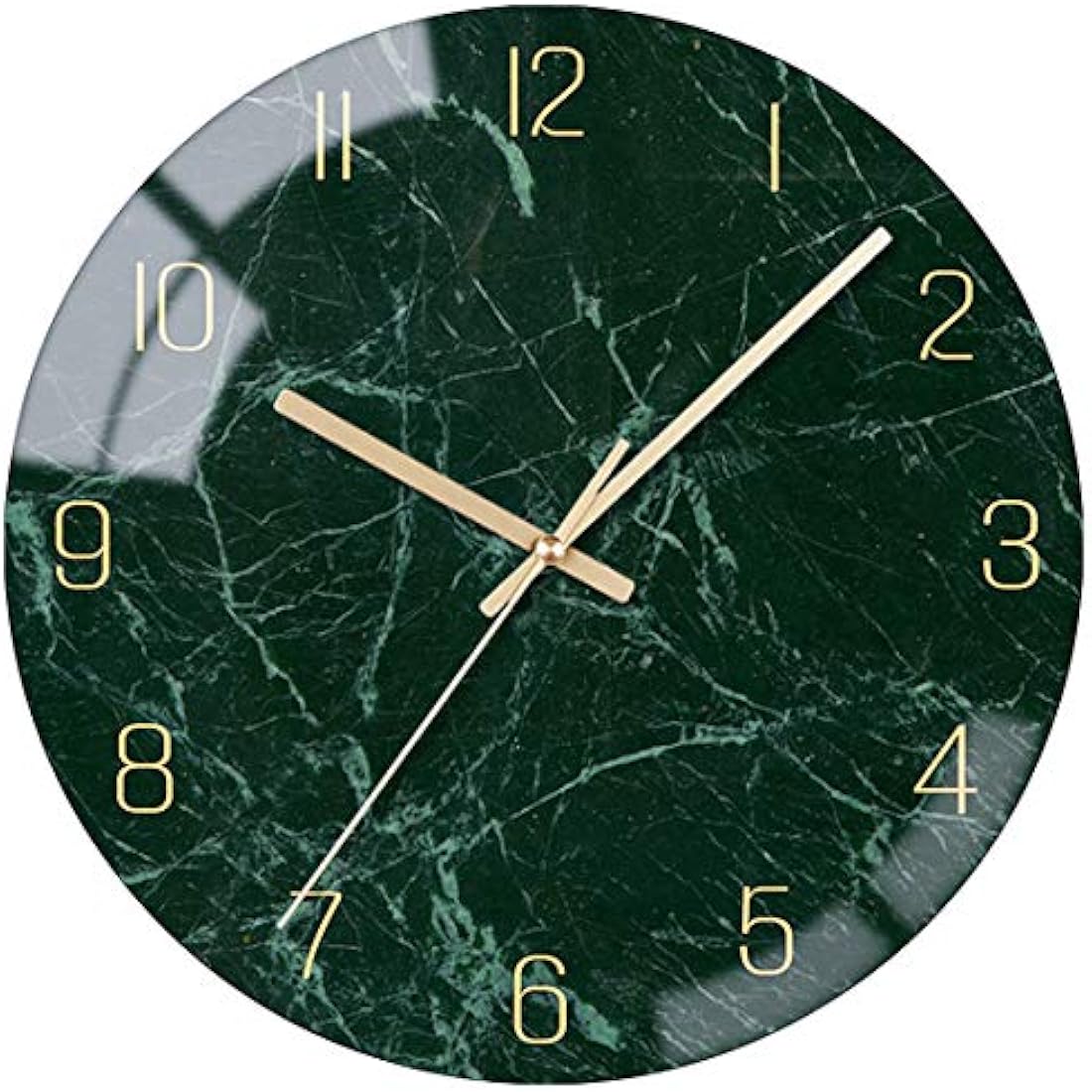 VIKMARI 12 Inch Glass Wall Clock | Silent Non-Ticking Quartz - Dark Green
