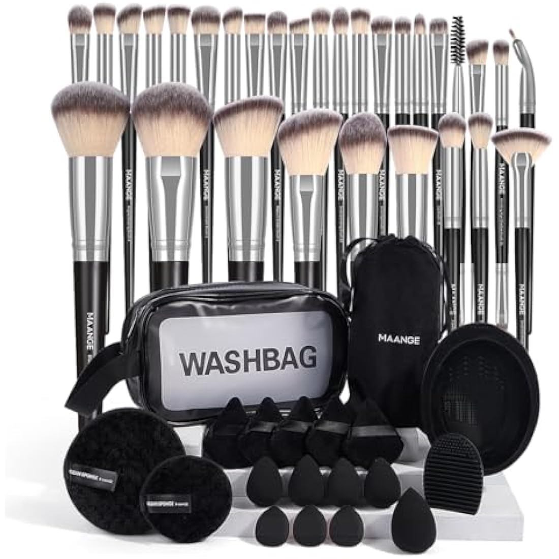 MAANGE 49-Piece Makeup Brush Set | Premium Synthetic Tools with Bag