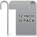 12" Heavy Duty J Hook Rebar Stakes | Galvanized Steel - 30 Pack