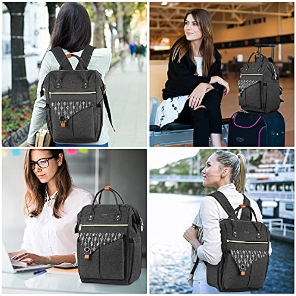 RJEU Laptop Backpack – 15.6 Inch Waterproof Anti-Theft Travel Bag, Black