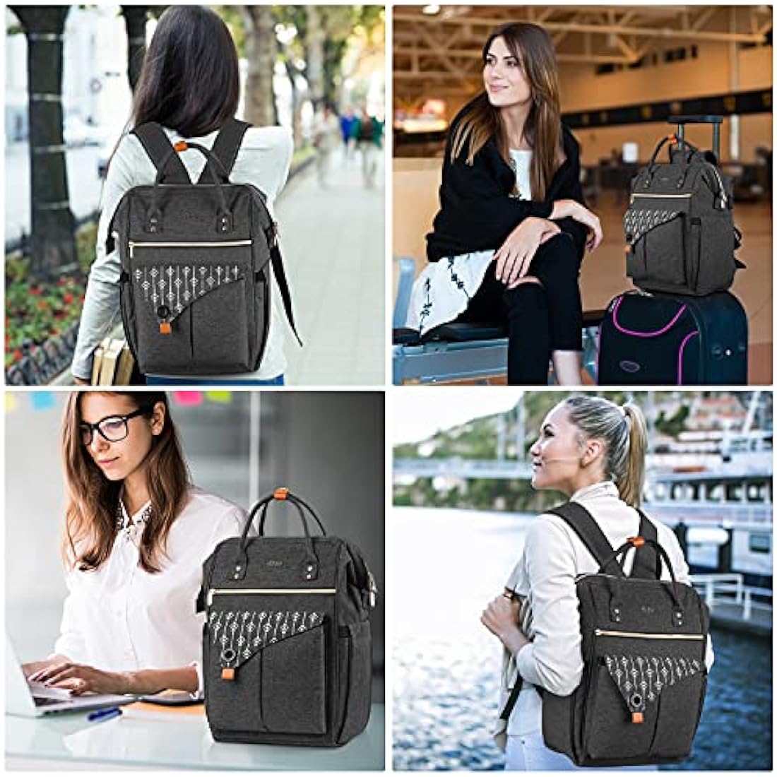 RJEU Laptop Backpack – 15.6 Inch Waterproof Anti-Theft Travel Bag, Black