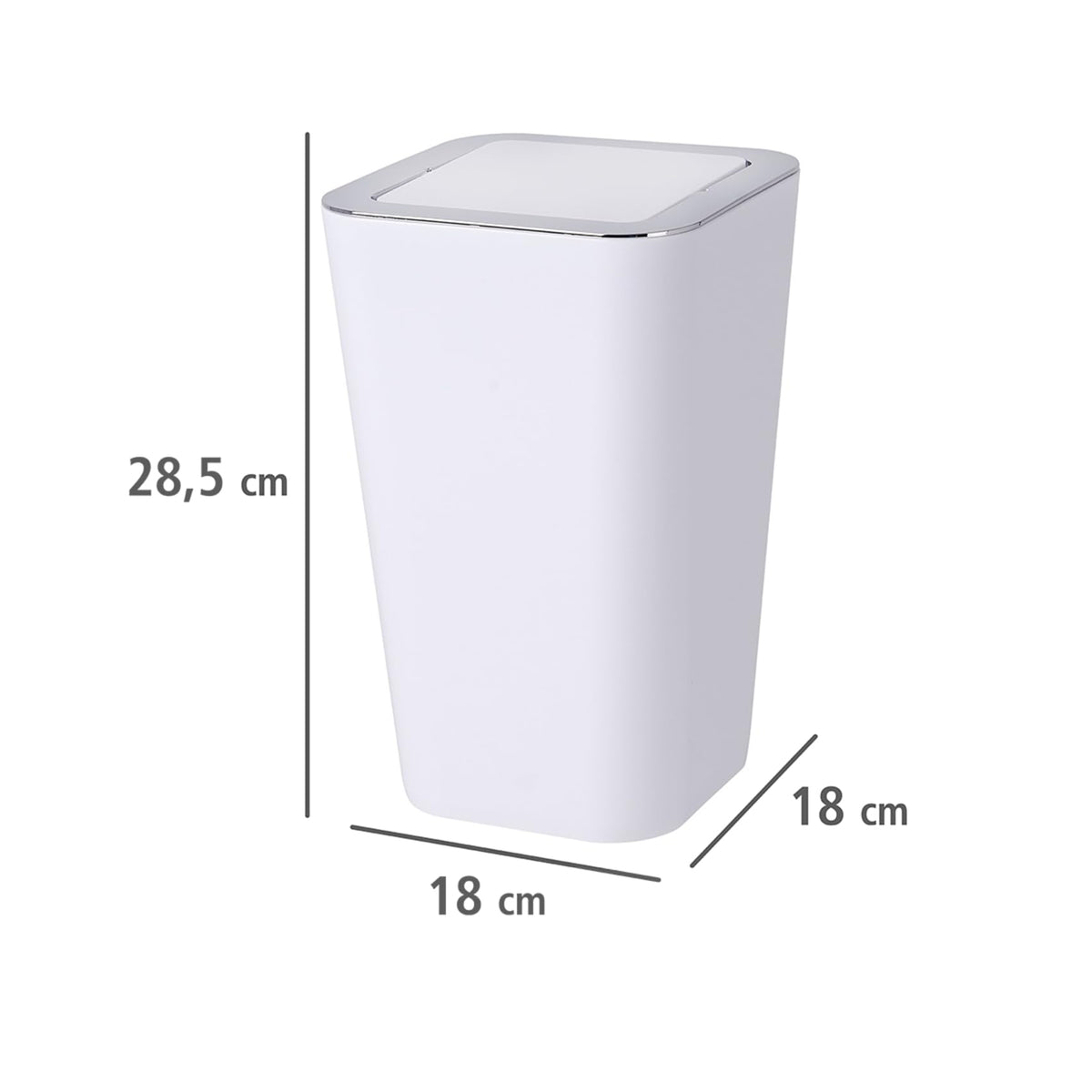 WENKO Candy Swing Cover Bin, ABS/PS, White/Chrome, 18 x 18 x 28.5 cm - image 4