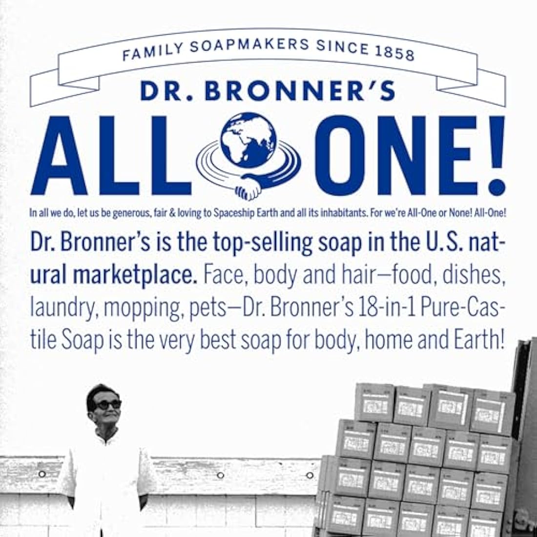 Dr. Bronner's Almond Pure-Castile Liquid Soap – Organic & Vegan, 473ml