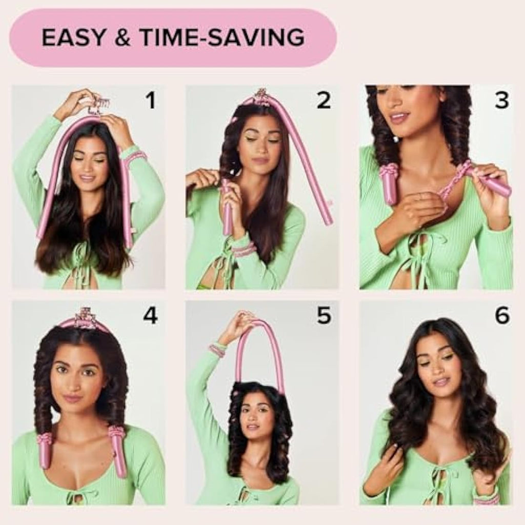 SILKE Heatless Hair Curler - 100% Mulberry Silk Headband Set in Pink