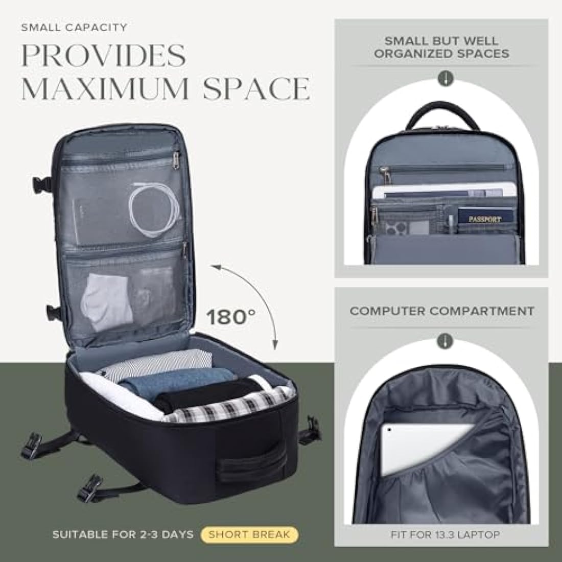 Jolof Store 20L Underseat Cabin Bag – 40x20x25cm Ryanair Travel Backpack