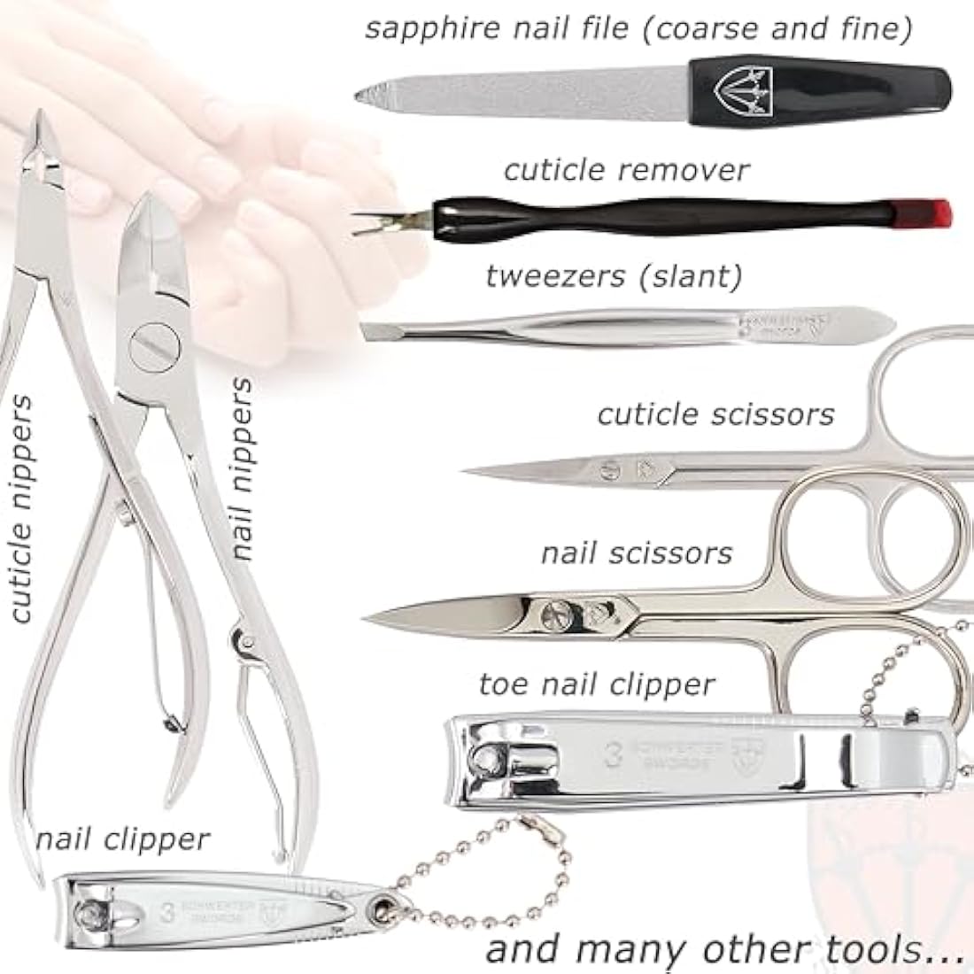 3 Swords Germany 16-Piece Manicure & Pedicure Set - Black Leather Case