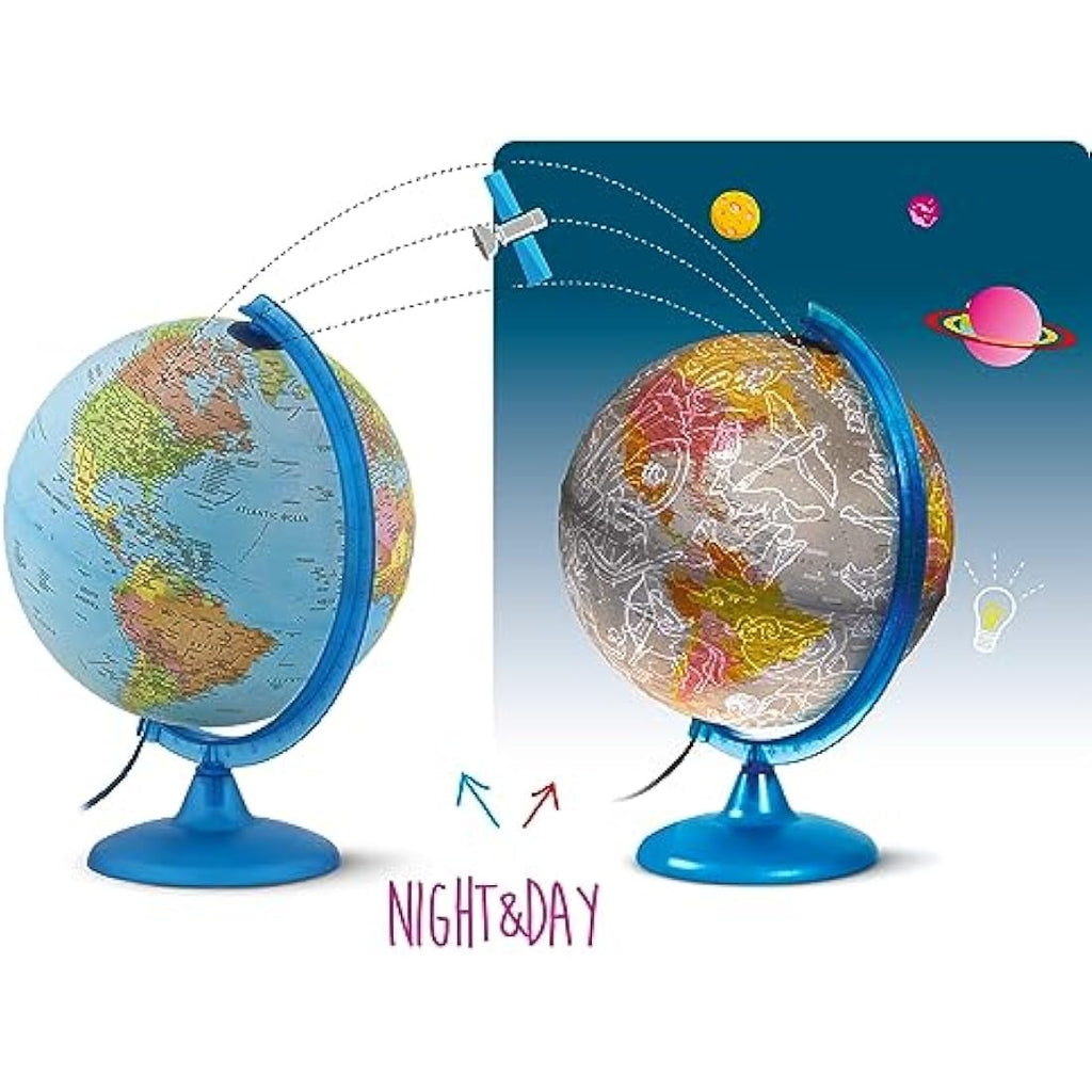Tecnodidattica Night & Day Illuminated World Globe for Kids | 25cm