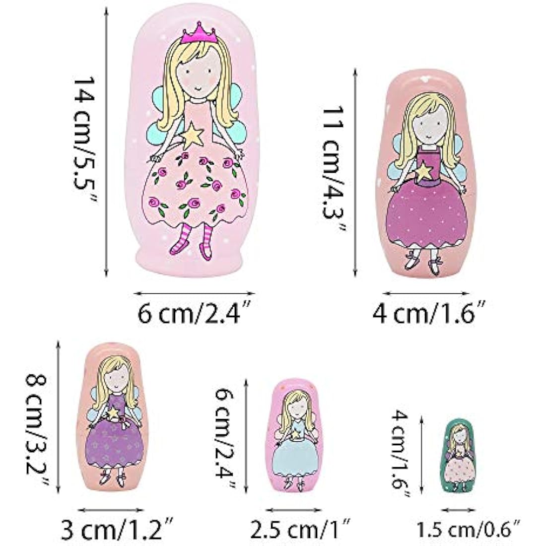 HYCLES Wooden Angel Nesting Dolls - Matryoshka Toys for Kids by