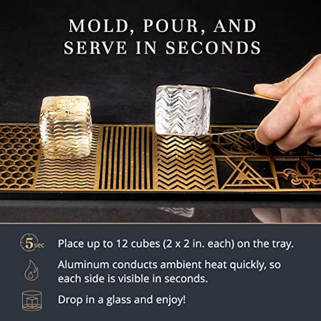 Ash Harbor Ice Designer Tray – Aluminum Stamp for Whiskey Cocktails