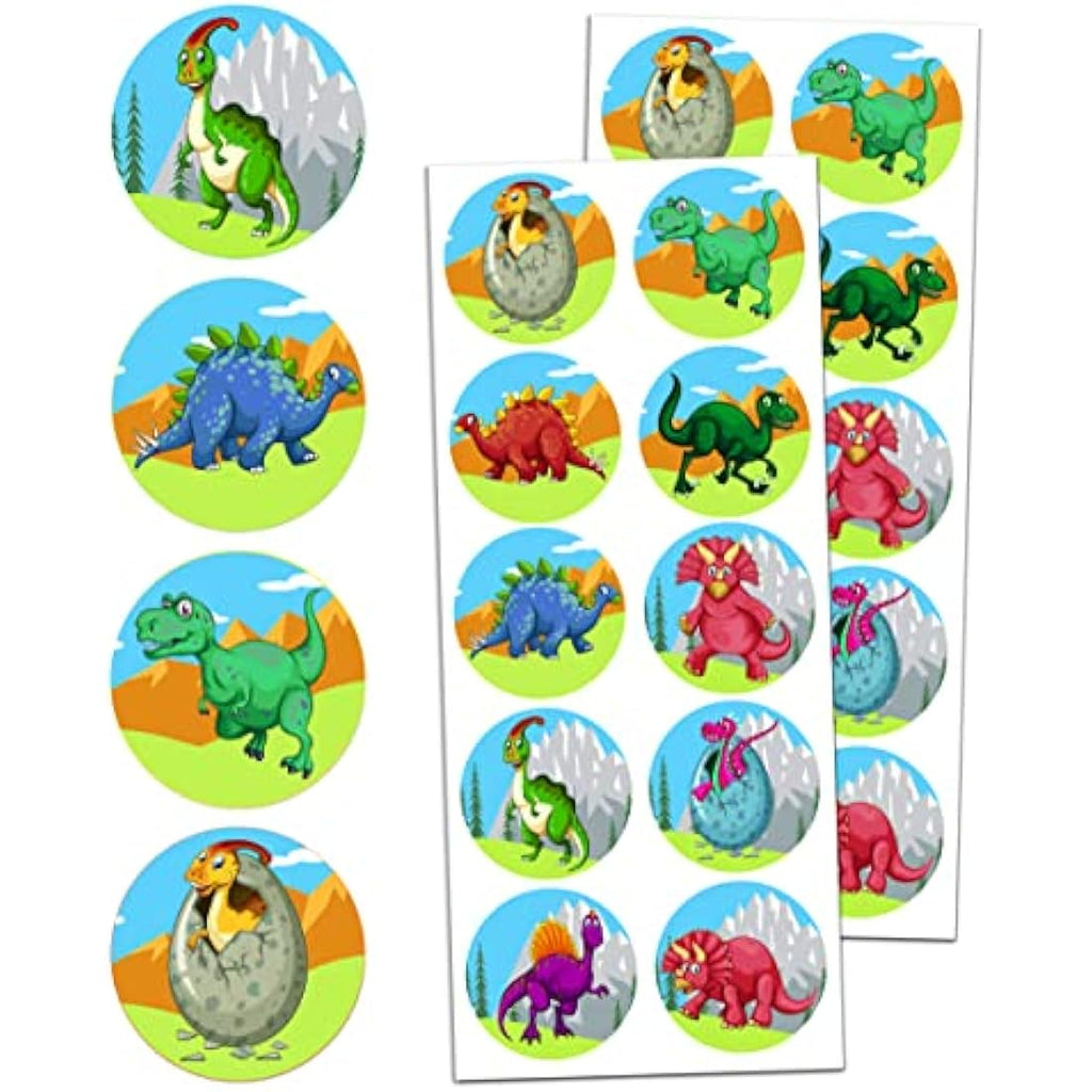 TownStix Dinosaur Stickers – 200 Self-Adhesive Decals for Party Favors