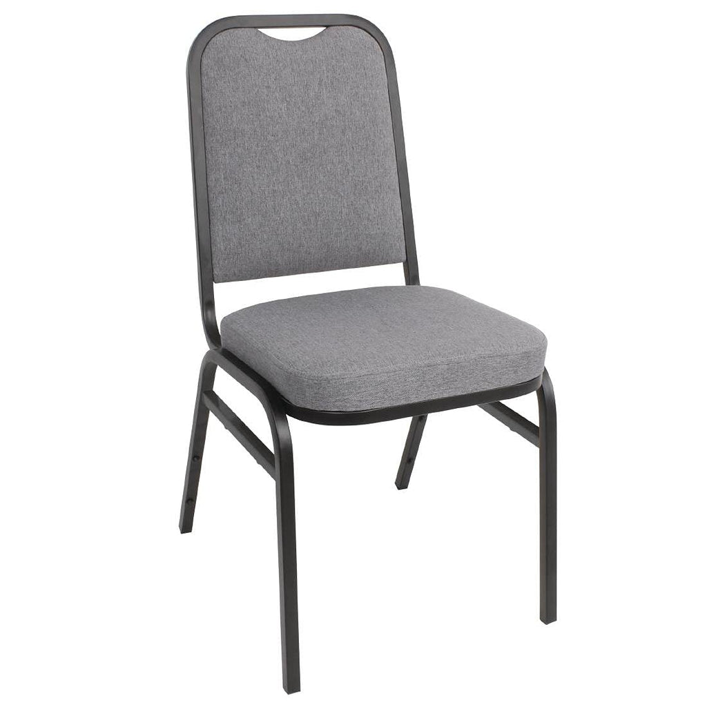 Bolero Square Back Stacking Banquet Chairs, Black & Grey Pack of 4 - image 1