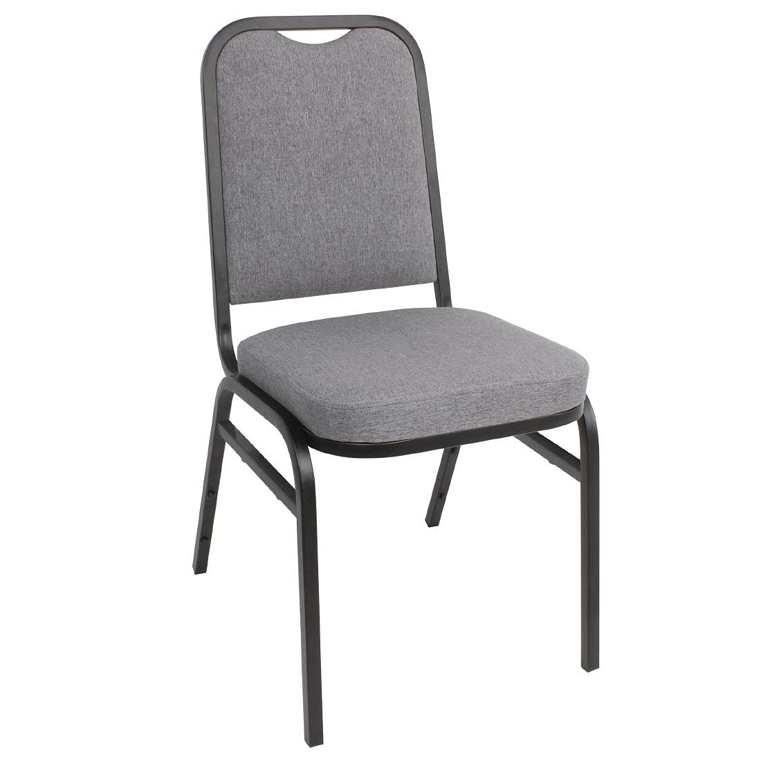 Bolero Square Back Stacking Banquet Chairs, Black & Grey Pack of 4 - image 1