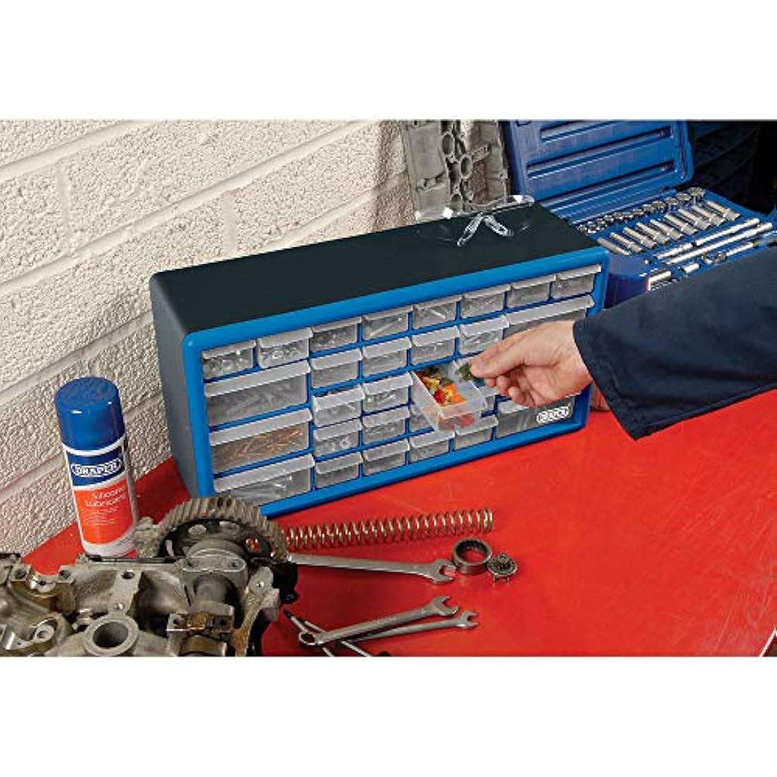 Draper 30 Drawer Plastic Tool Storage Unit | Wall Mountable Organiser