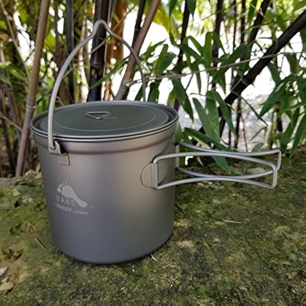 TOAKS Titanium Hanging Pot with Bail Handle | Ultralight Camping Gear