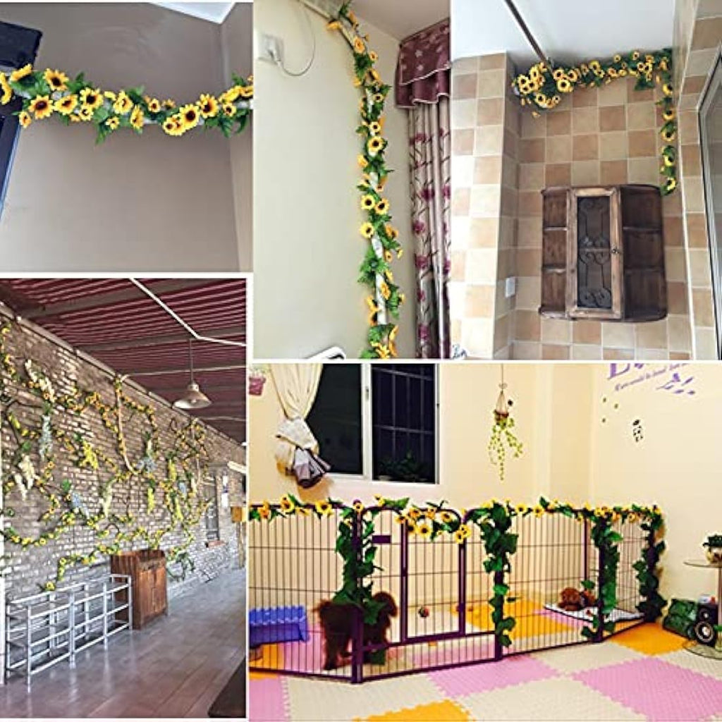 2 Pack Artificial Sunflower Garlands | Silk Floral Vine Decor
