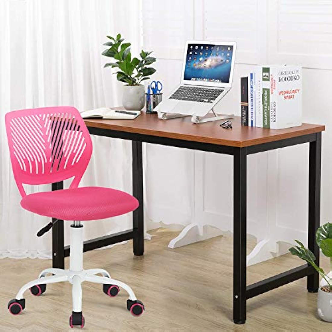 Homy Casa Pink Ergonomic Swivel Desk Chair - Adjustable Task Chair