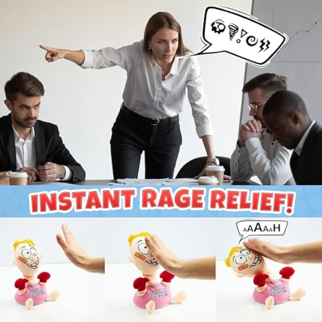 Jolof Store Punch The Boss Stress Relief Desk Toy - Shouting Pink Plush