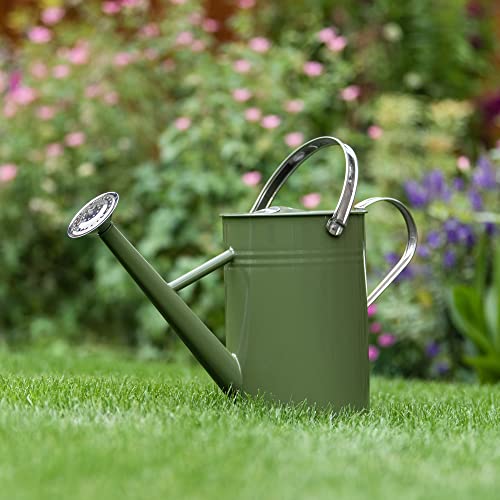 Kent & Stowe 4.5L Vintage Watering Can – Olive Green Galvanised Steel