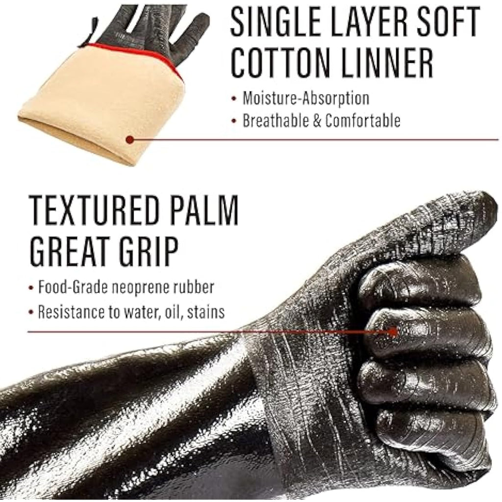 RAPICCA 17-Inch BBQ Gloves | 932°F Heat Resistant Neoprene Smoker Gloves