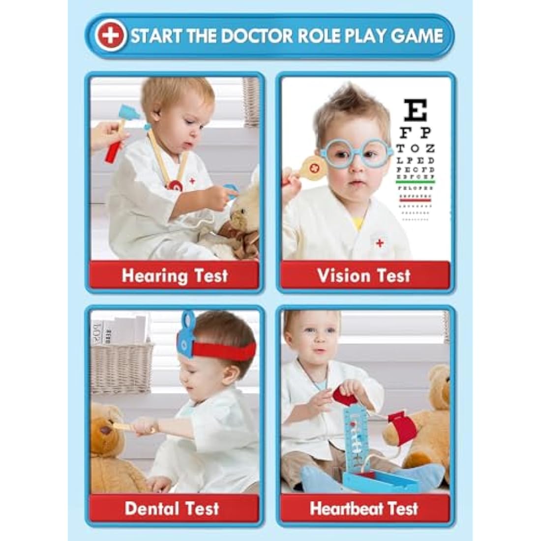 Lehoo Castle Kids Doctor Kit - 23pc Wooden Medical Playset with Costume