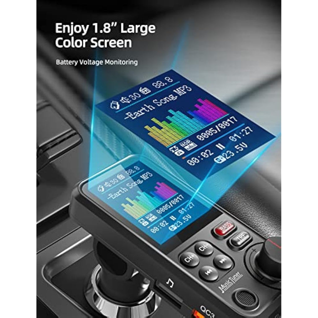 Nulaxy KM30 Car Bluetooth FM Transmitter | QC3.0 Fast Charging & Bass