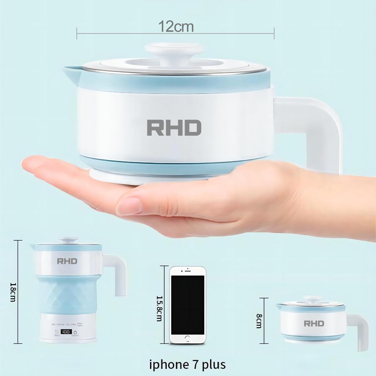 Jolof Store Foldable Electric Kettle – 0.7L Portable Travel Water Boiler