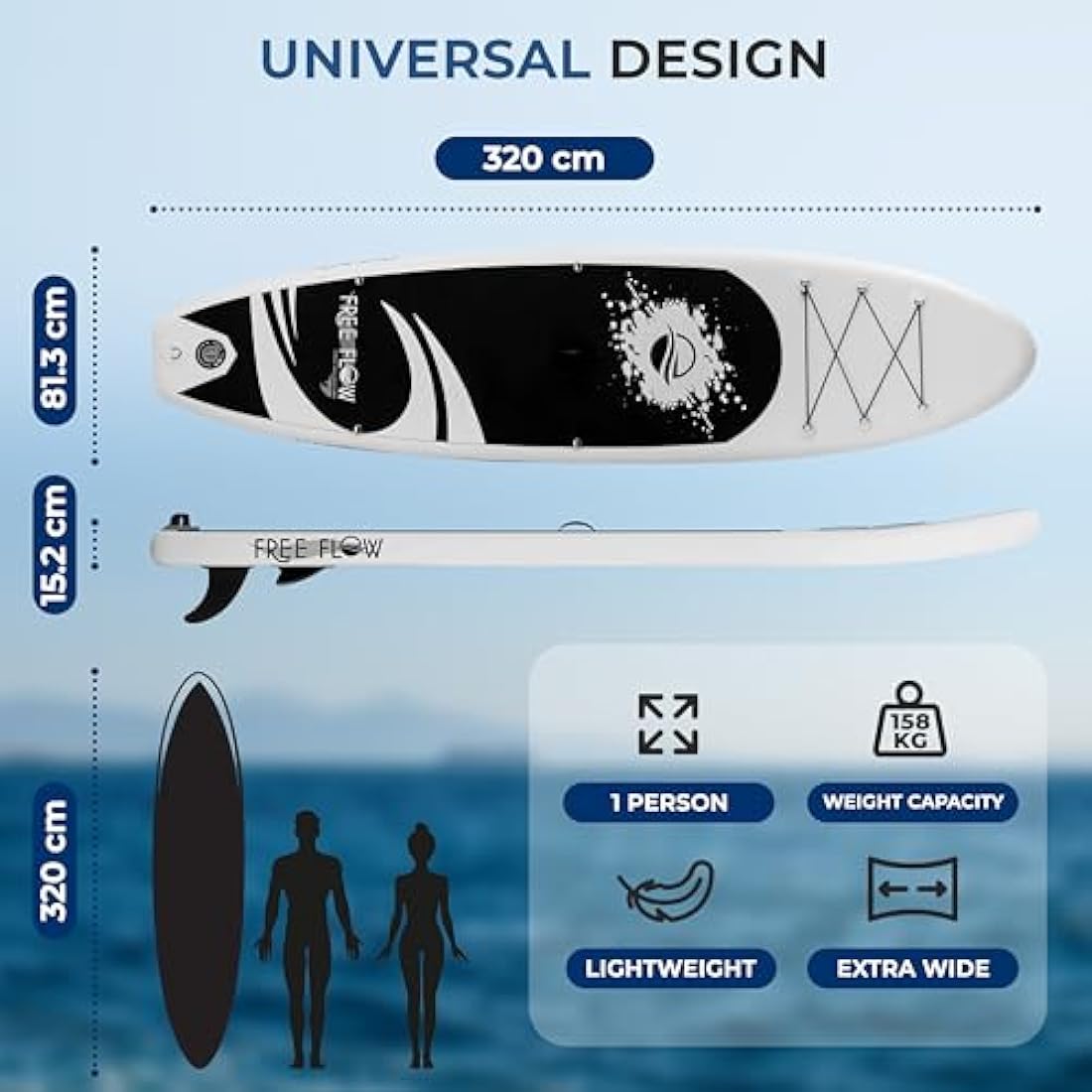 SereneLife Inflatable Stand Up Paddle Board | 10.5ft Non-Slip SUP Kit