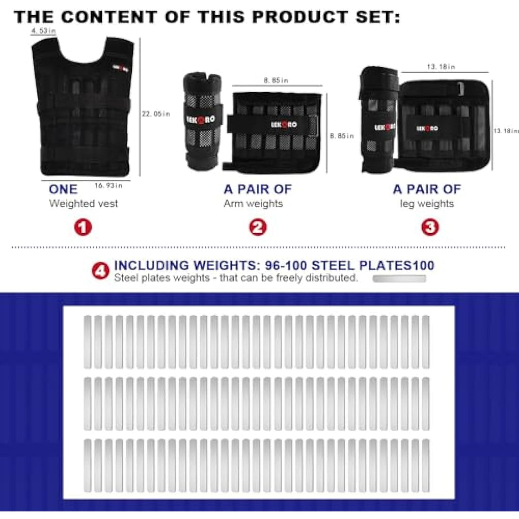 Jolof Store 44LB Adjustable Weighted Vest Set with Steel Plates