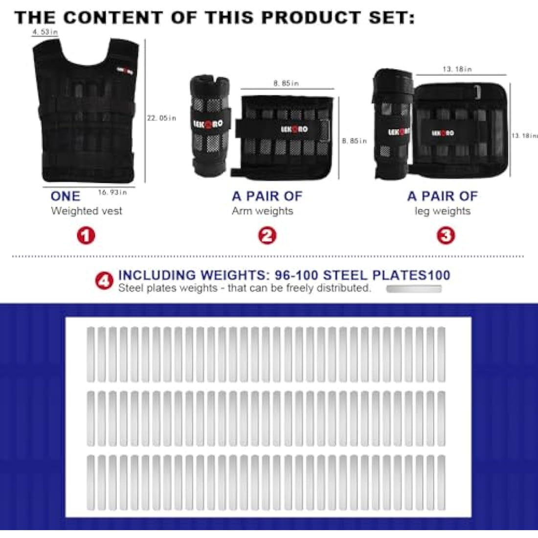 Jolof Store 44LB Adjustable Weighted Vest Set with Steel Plates
