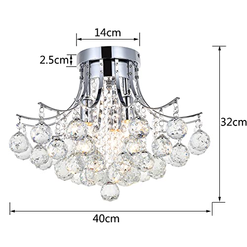 Dst Modern Crystal Chandelier – 3-Light Chrome Flush Mount Ceiling Light
