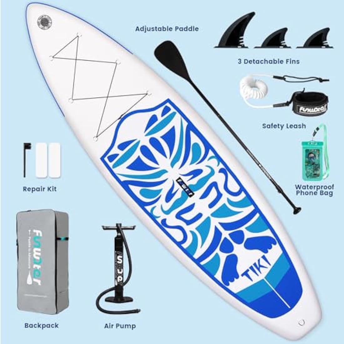 FunWater Inflatable Stand Up Paddle Board – Ultra-Light 10.5' ISUP Kit