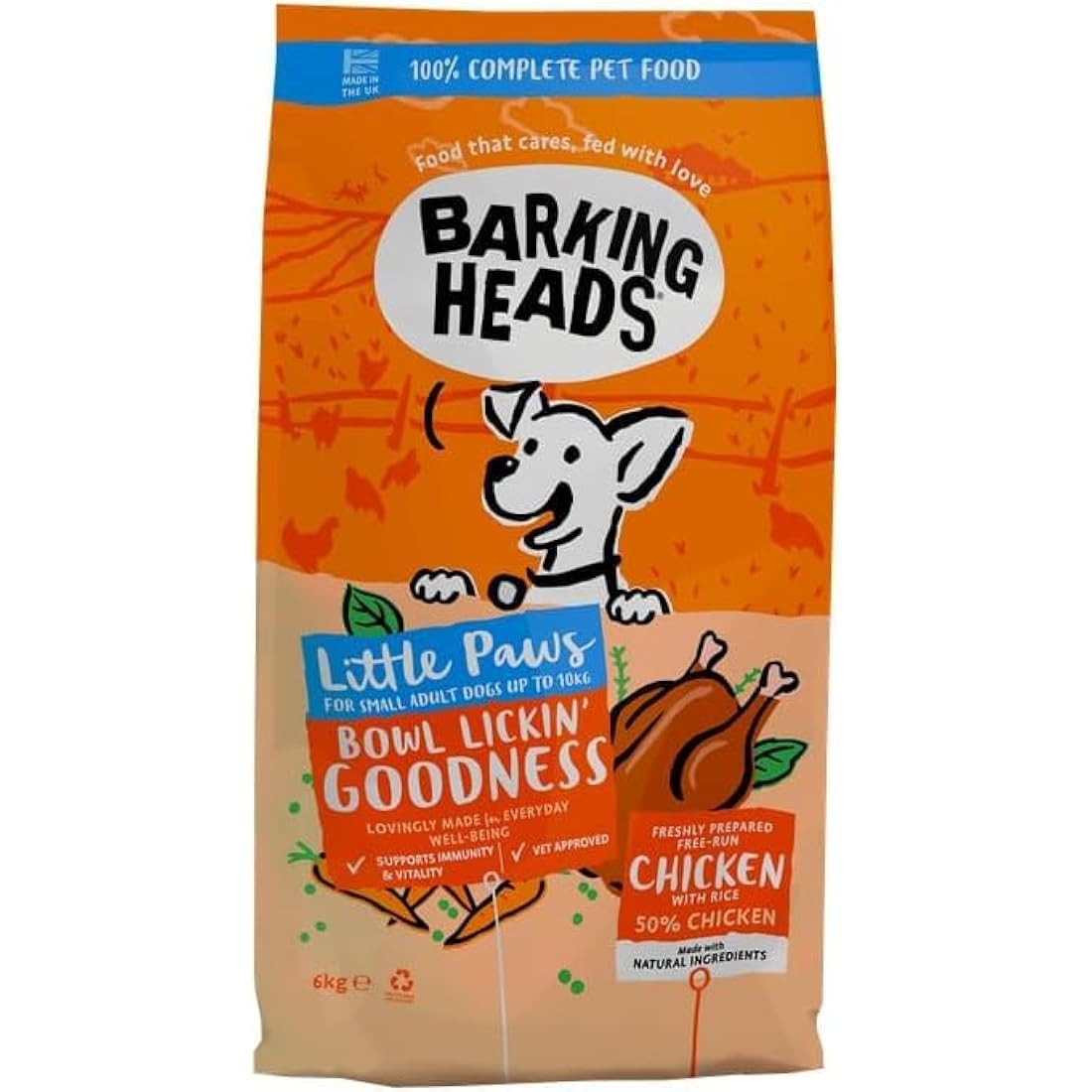 Barking Heads Little Paws Chicken Dry Dog Food for Small Breeds - 6kg