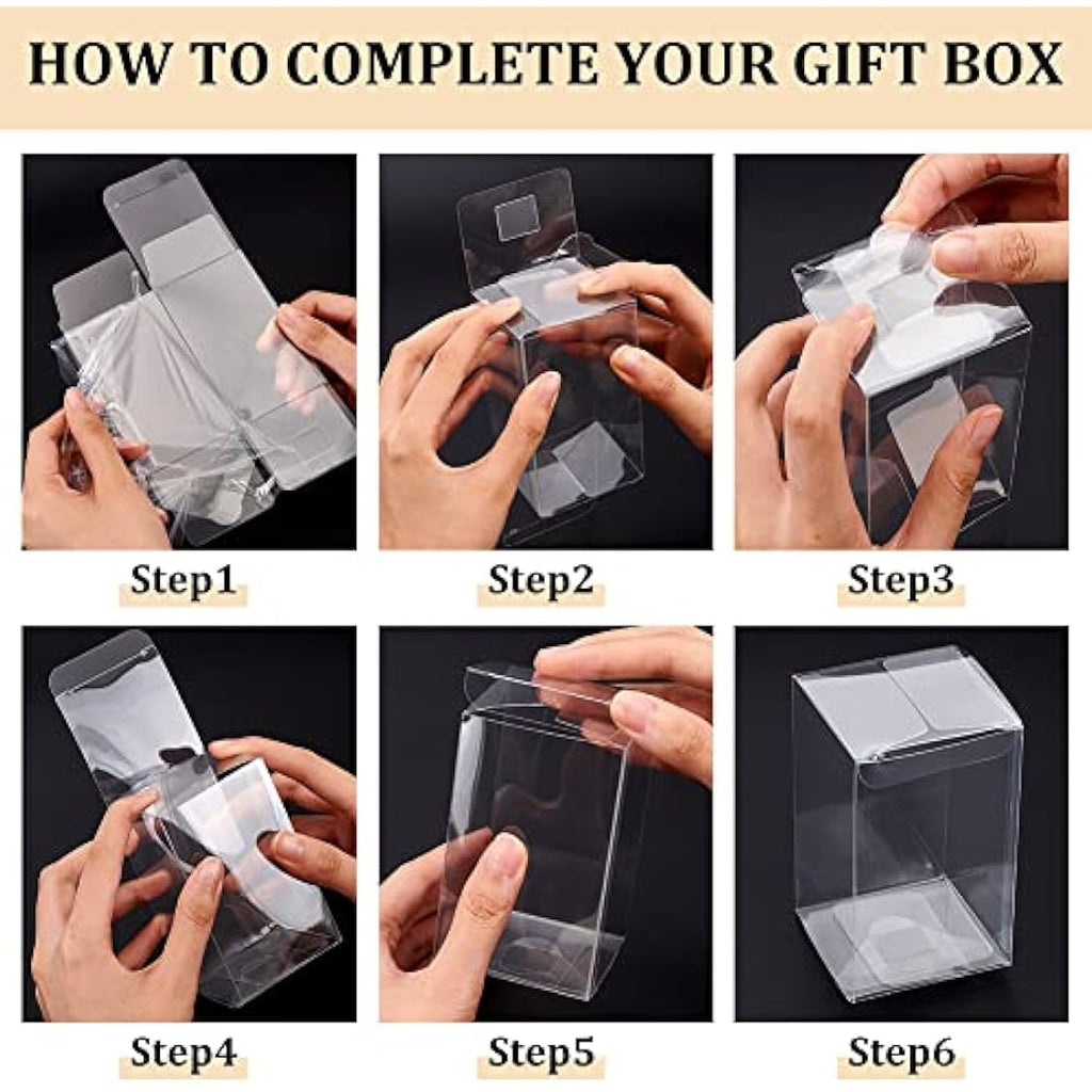 BENECREAT 30PCS Clear PVC Gift Boxes – 6x6x10cm Transparent Favor Boxes