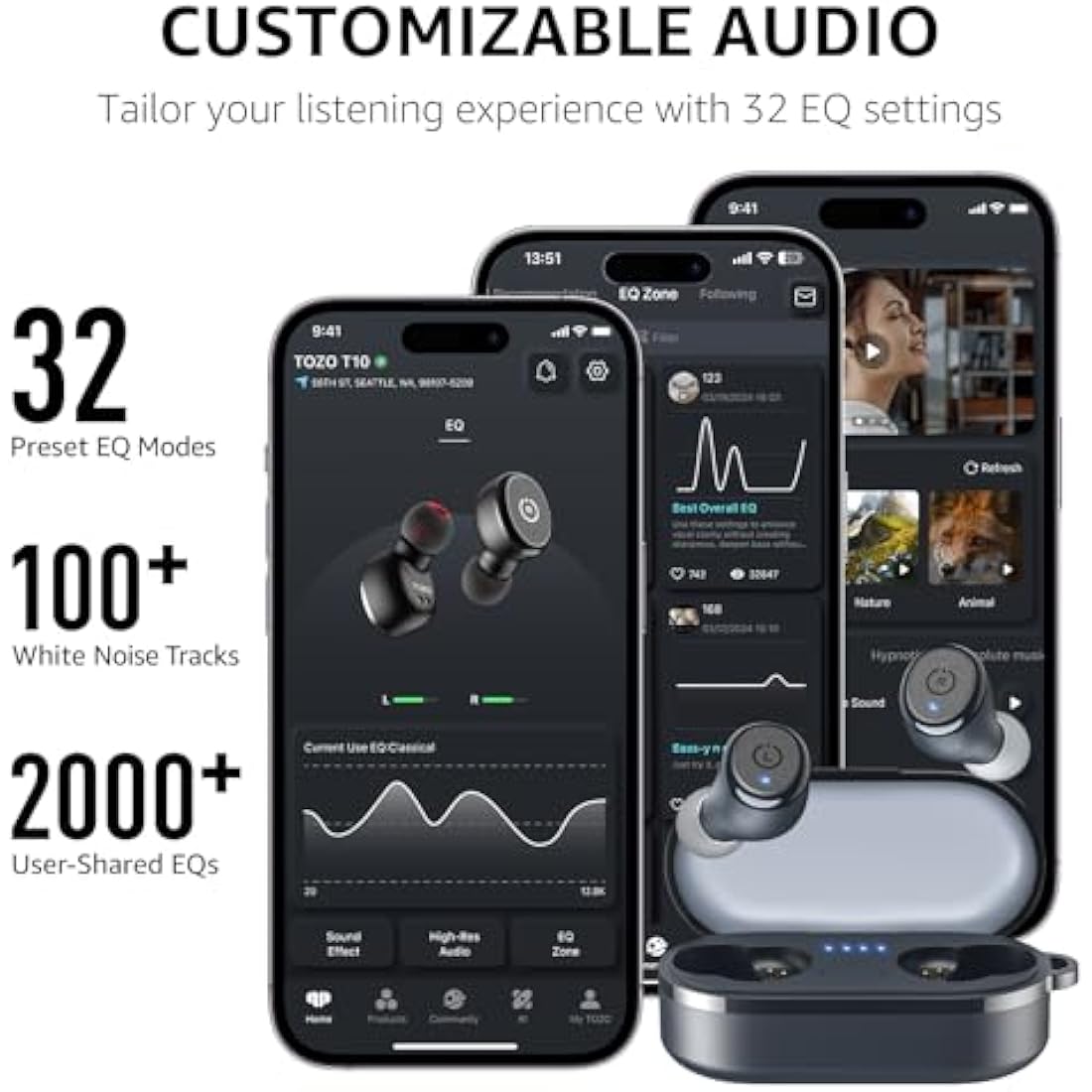TOZO T10 Wireless Earbuds – IPX8 Waterproof Bluetooth 5.3 Headphones