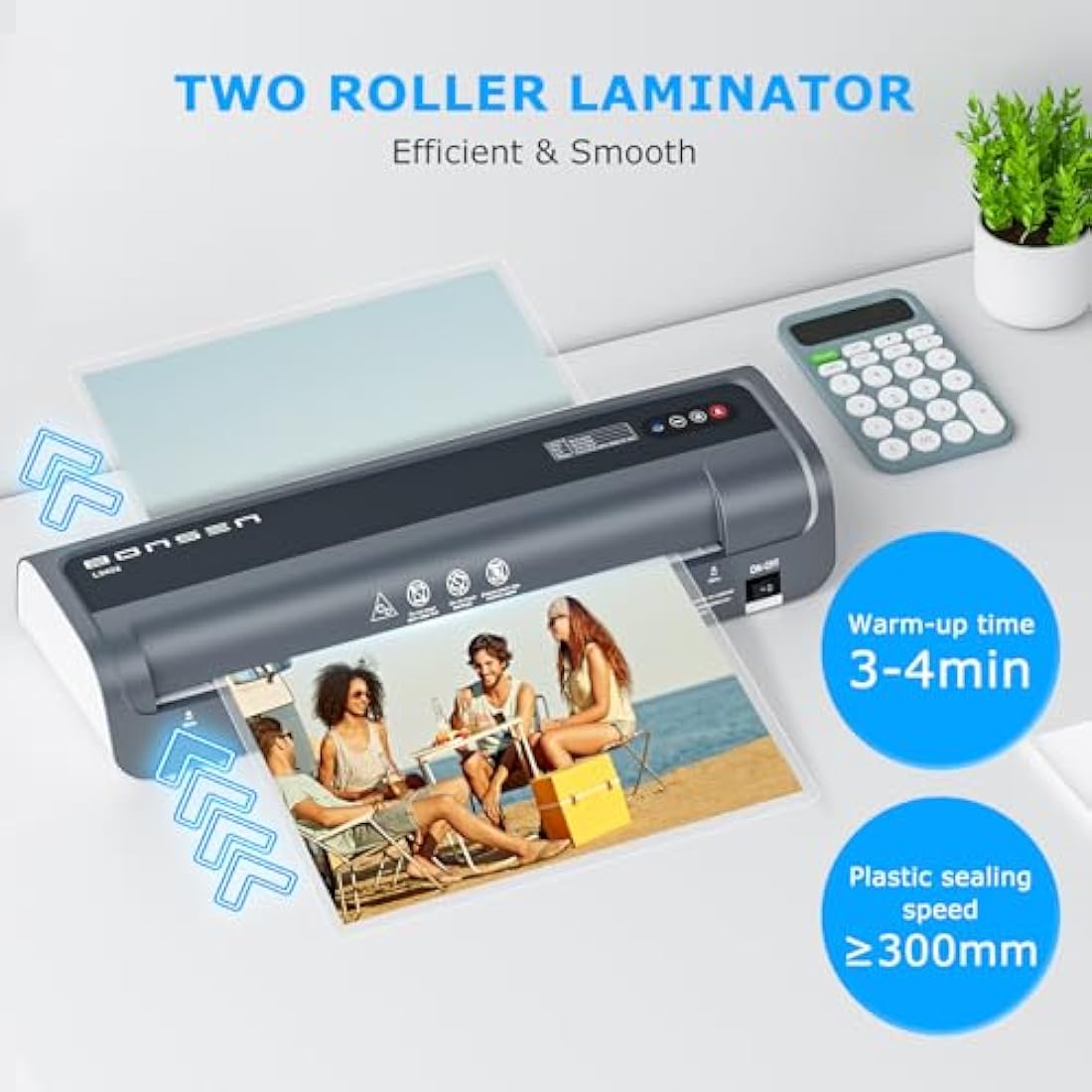 BONSEN A3 Thermal Laminator Machine with 100 Pouches | Anti-Jam L3402