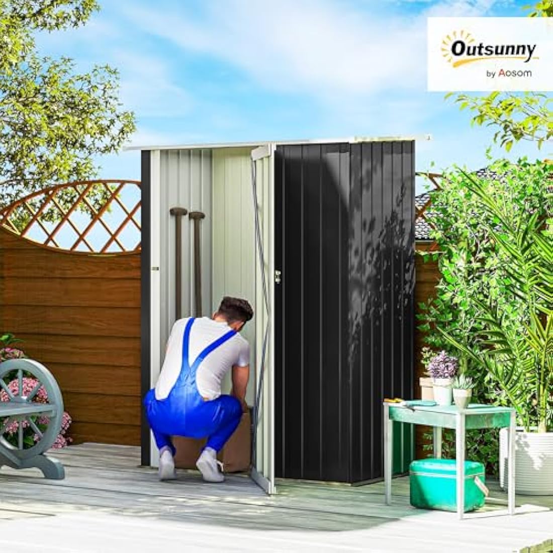Jolof Store 5x3ft Metal Garden Storage Shed | Sloped Roof Tool Shed